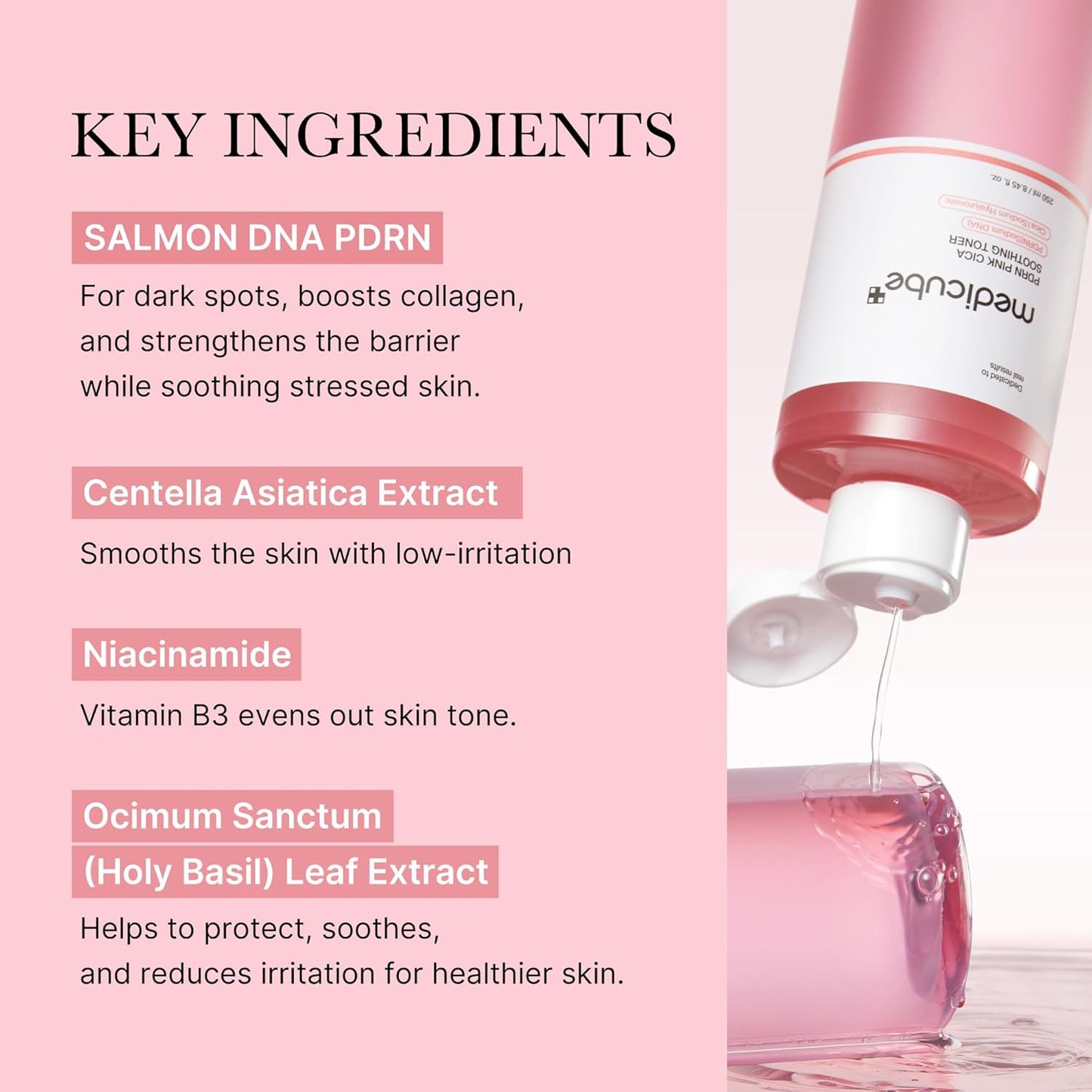 medicube Salmon DNA PDRN Pink Trio Set: Salmon DNA PDRN Pink Peptide Serum, PDRN CICA Soothing Toner and PDRN collagen jelly gel mask (4ea)