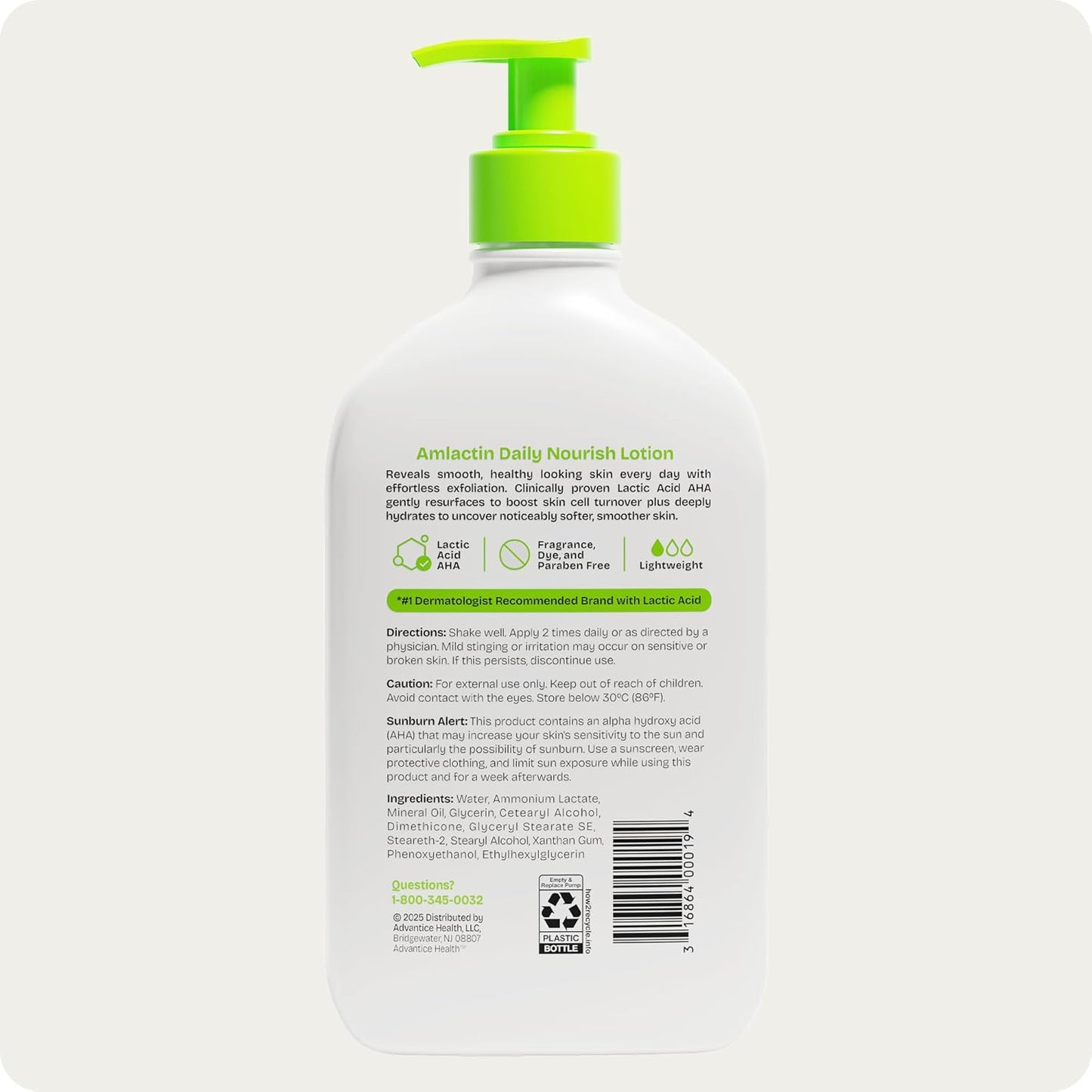 AmLactin Daily Moisturizing Body Lotion, 14.1 Ounce Bottle with Pump, Paraben Free