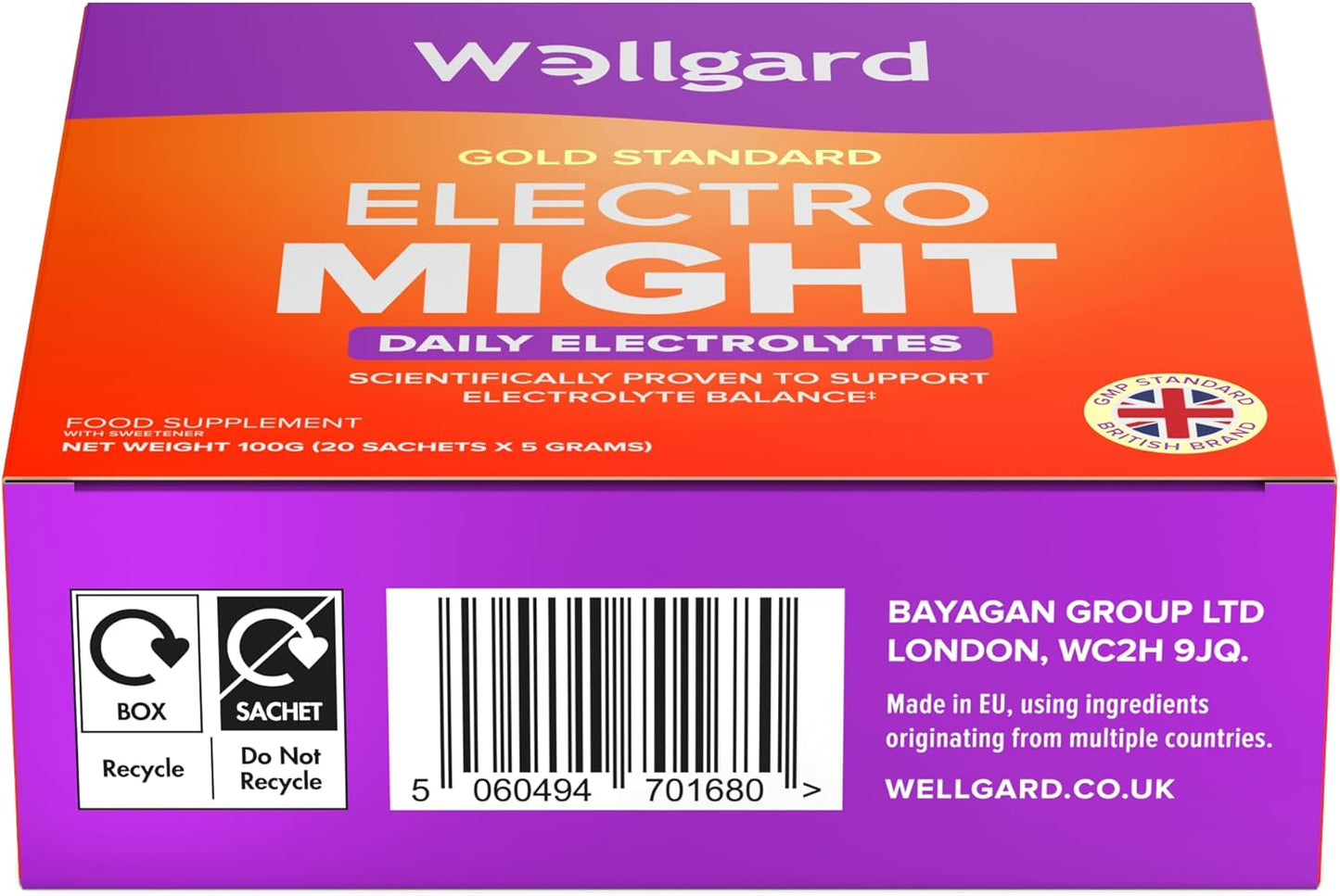 Wellgard Electromight - Advanced Electrolytes Sachets with Magnesium, Iron & Vitamin C, Energy & Muscle Function Supplement, 20 Sachets