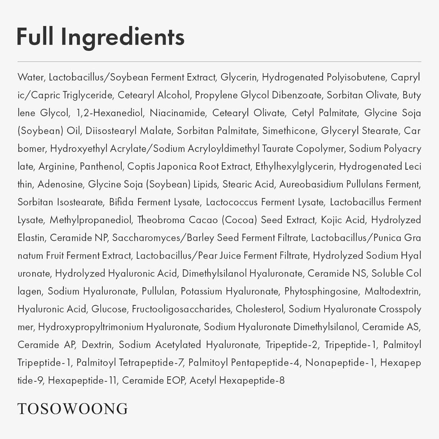 TOSOWOONG Glow Bean Face Cream – 63,844 ppm Soybean Ferment Extract, Korean Skincare for Hydrated, Smooth Skin, Anti-Aging Care, 50 ml / 1.69 fl. oz