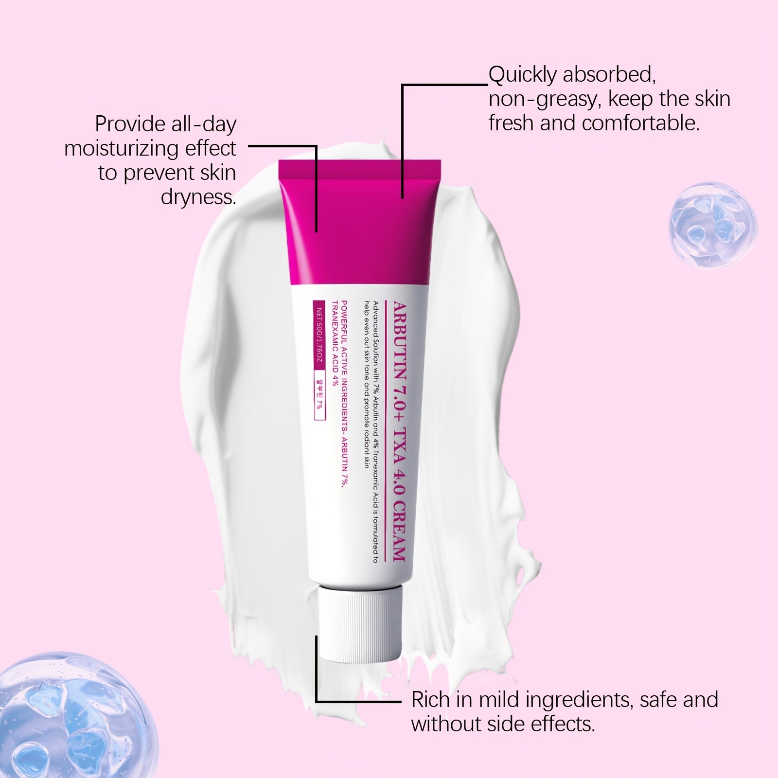 4pcs*50g Facial Firming Moisturizing Cream | Arbutin/Niacinamide/Glutathione - Gentle Hydrating & Locking Moisture, Firms & Protects Skin, Smooths Pores, Refreshing Non-greasy, Autumn Winter Daily Moisturizer, for Men & Women All Skin Types