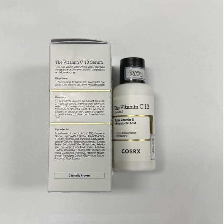 COSRX The Vitamin C 13 Serum 20ml (Renewal Edition), 13% Pure Vitamin C Vitamin E & Hyaluronic Acid, Facial Serum for Fine Lines, Uneven Skin Tone & Dull Skin, Korean Skincare