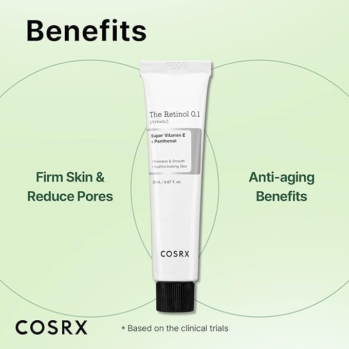 COSRX The Retinol 0.1 Cream, Korean Anti-Aging Face Cream with Retinol for Fine Lines, Wrinkle Reduction, Skin Renewal, Firming, and Brightening, Safe for Eye and Neck Area, Korean Skincare 20ml