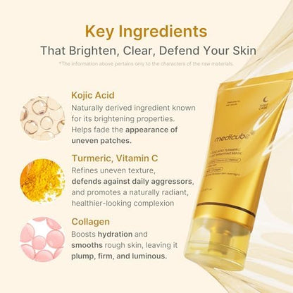 medicube Glass Skin Refining Duo at Night: medicube Deep Vitamin C Golden Capsule Face Moisturiser and Wrapping Mask Kojic Acid, Turmeric, Vitamin C Overnight Peel Off Facial Mask