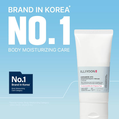 ILLIYOON Ceramide Ato Concentrate Cream (200ml, 6.76 Fl Oz) | Moisturizer for Dry&Sensitive Skin, 100hr Hydration, Restoring Skin Barrier | Gentle for Infants and Adults | Vegan | Fragrance Free