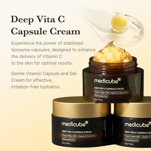medicube Glass Skin Refining Duo at Night: medicube Deep Vitamin C Golden Capsule Face Moisturiser and Wrapping Mask Kojic Acid, Turmeric, Vitamin C Overnight Peel Off Facial Mask