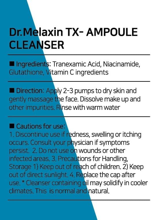 Dr.Melaxin Tranexamic Acid Serum Cleanser (100ml) – Brightening Face Cleanser for Dark Spots & Hyperpigmentation, Gentle Formula for Sensitive Skin