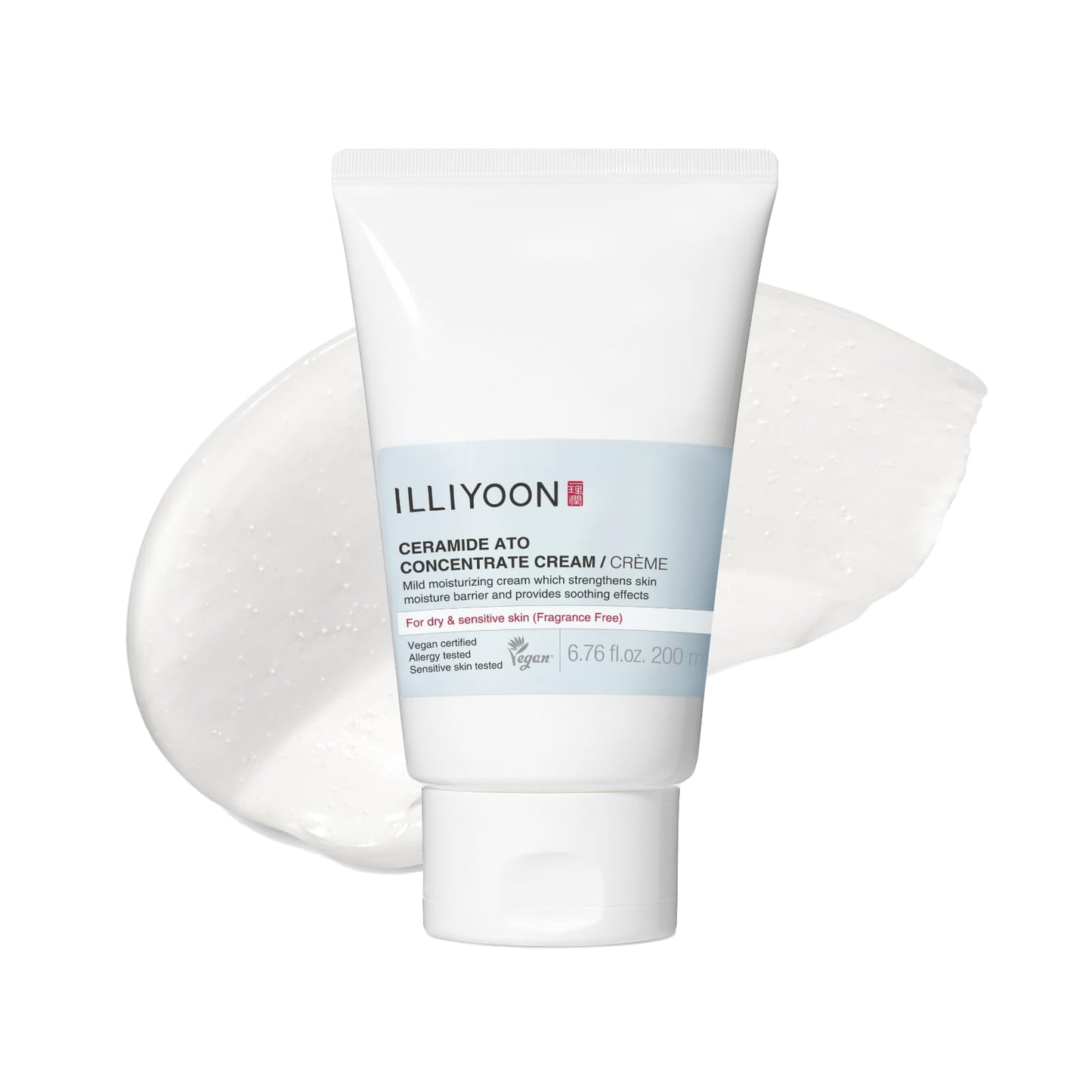 ILLIYOON Ceramide Ato Concentrate Cream (200ml, 6.76 Fl Oz) | Moisturizer for Dry&Sensitive Skin, 100hr Hydration, Restoring Skin Barrier | Gentle for Infants and Adults | Vegan | Fragrance Free