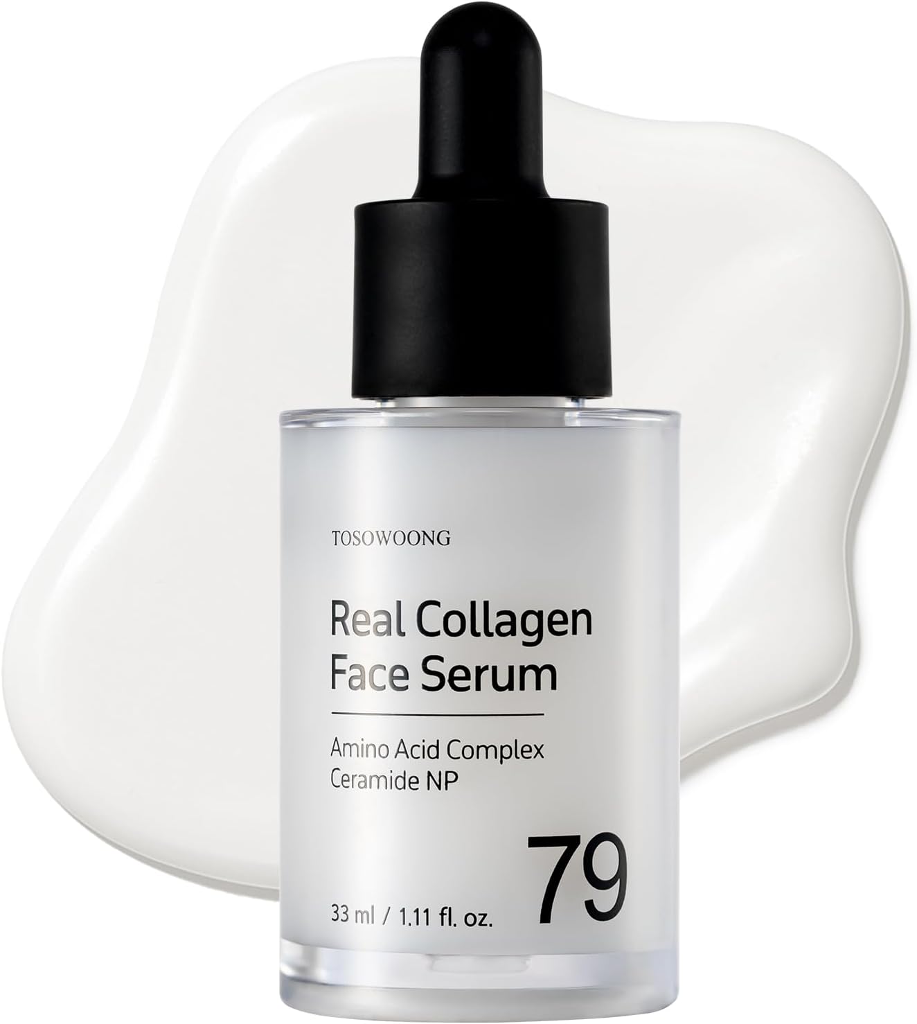 TOSOWOONG Real Collagen Face Serum – Hydrating & Firming Serum with Hydrolyzed Collagen, Hyaluronic Acid, for Smooth & Plump Skin, Korean Skincare, 33 ml / 1.11 fl. oz