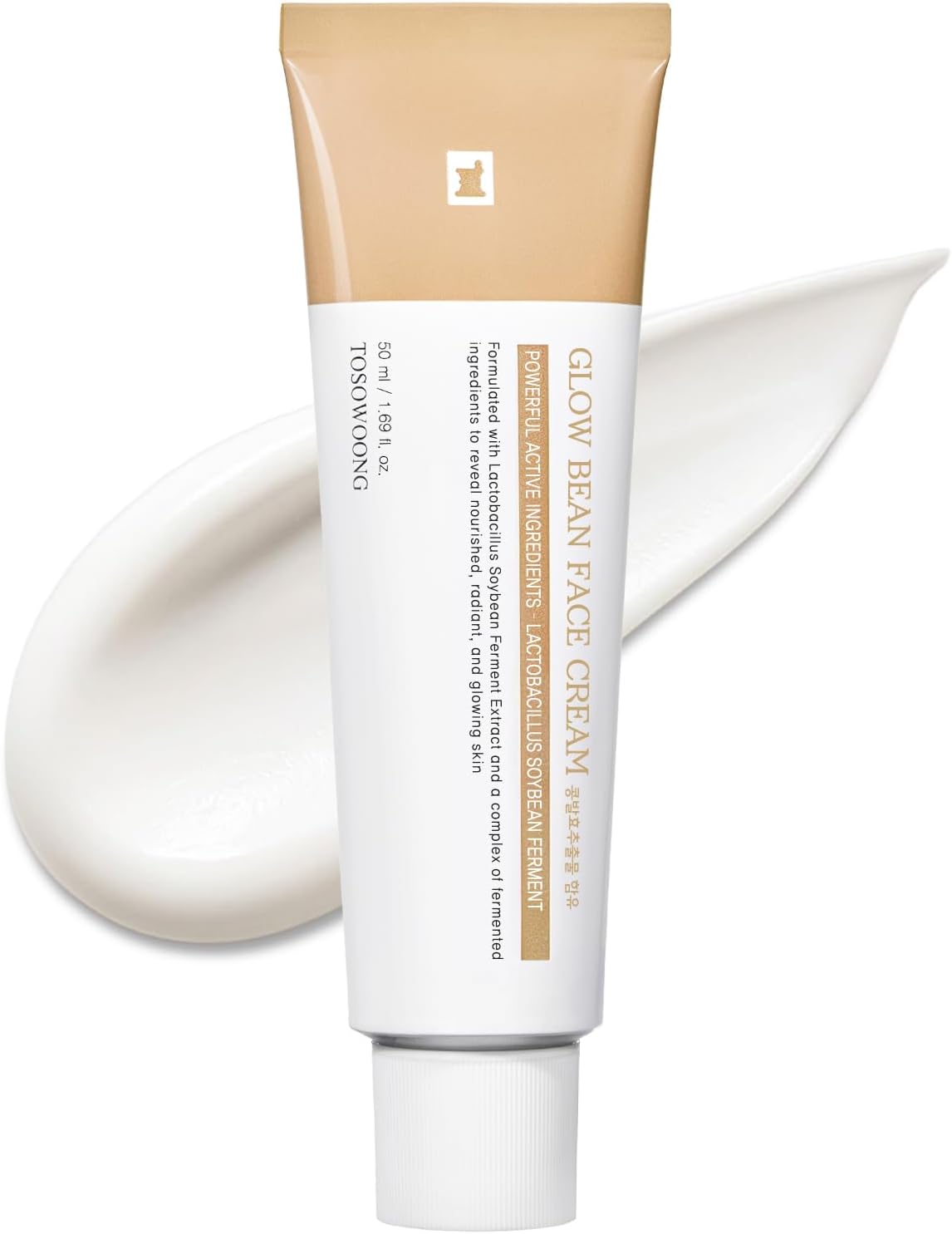 TOSOWOONG Glow Bean Face Cream – 63,844 ppm Soybean Ferment Extract, Korean Skincare for Hydrated, Smooth Skin, Anti-Aging Care, 50 ml / 1.69 fl. oz
