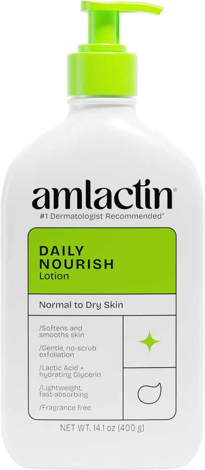 AmLactin Daily Moisturizing Body Lotion, 14.1 Ounce Bottle with Pump, Paraben Free