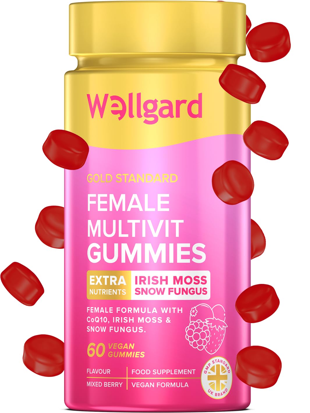 Wellgard Vegan Apple Cider Vinegar Gummies, Gold Standard 1000mg ACV Gummies with Vitamin C, Chromium and Pomegranate, Non-GMO, Gluten-Free & Gelatine-Free