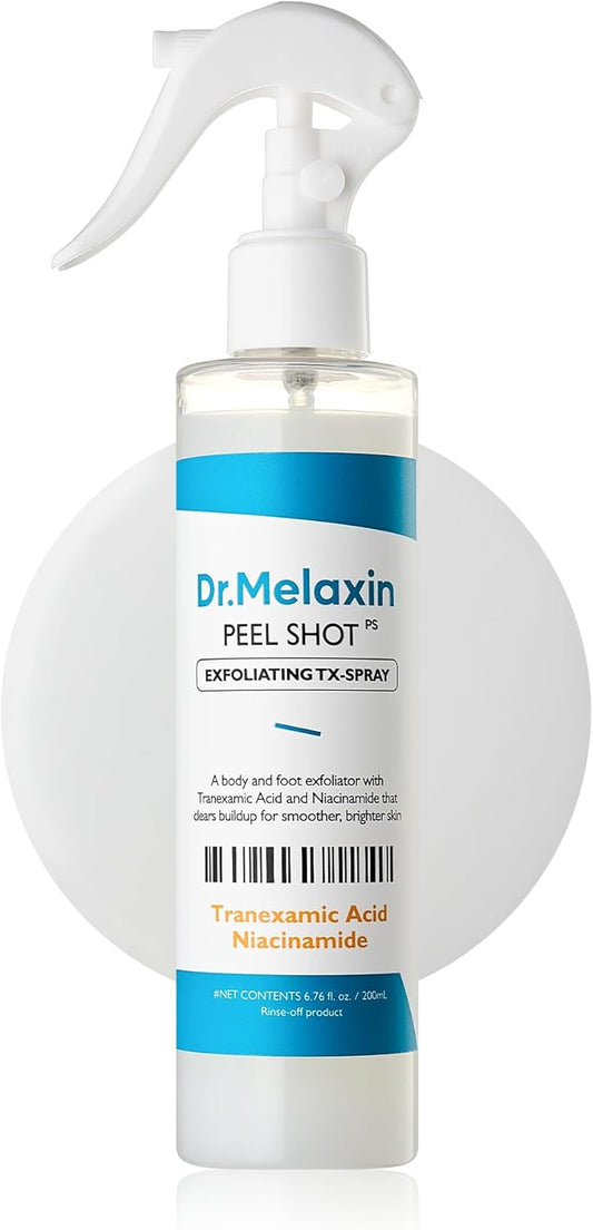 Dr.Melaxin Tx Peel Shot Body Exfoliating Spray With Tranexamic Acid & Niacinamide, Brightening Body Care For Uneven Skin Tone, 200Ml