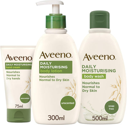 Aveeno Daily Moisturising Body Wash, With Soothing Oat, Suitable For Sensitive Skin, Gently Cleanses and Nourishes, Soap-Free, Lightly Scented, 300ml