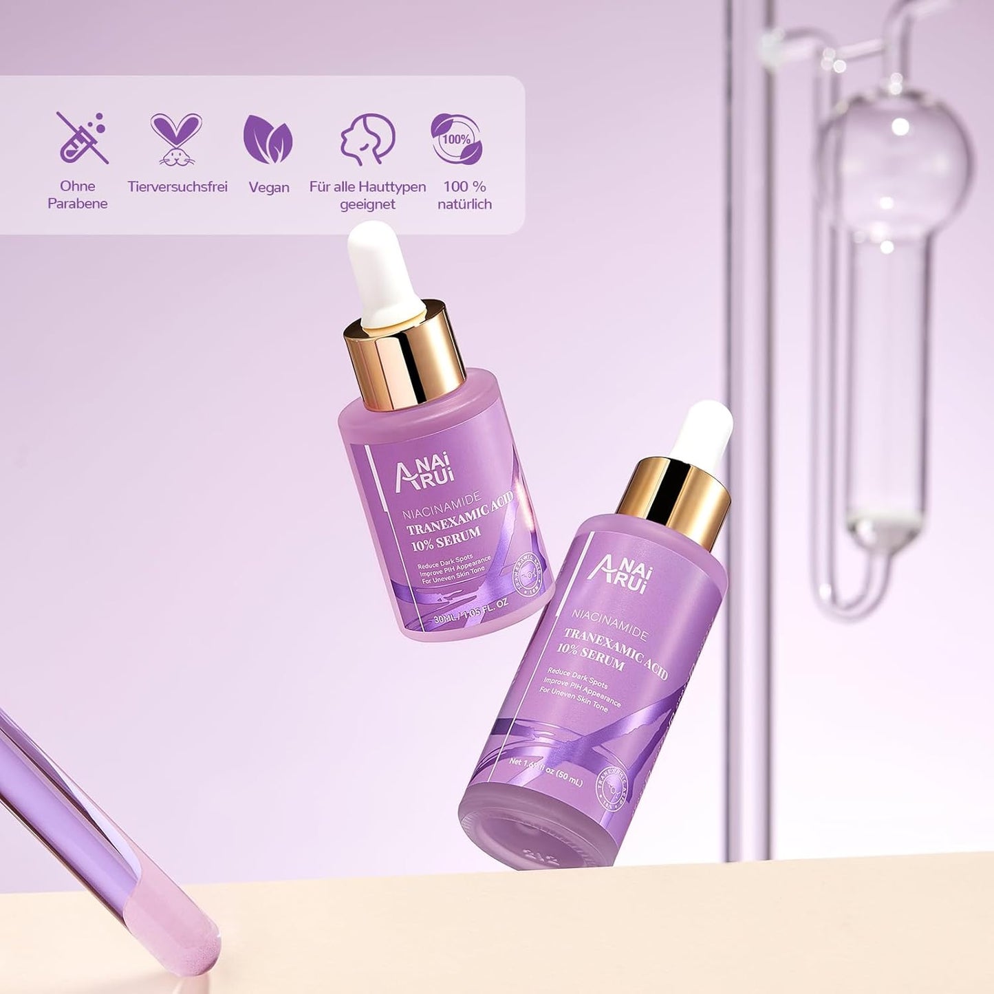 ANAiRUi 10% Tranexamic Acid Serum 50 ml, Dark Spot Correcting Serum with Tranexamic Acid + Hyaluronic Acid + Niacinamide, Targets Hyperpigmentation, Even Skin Tone