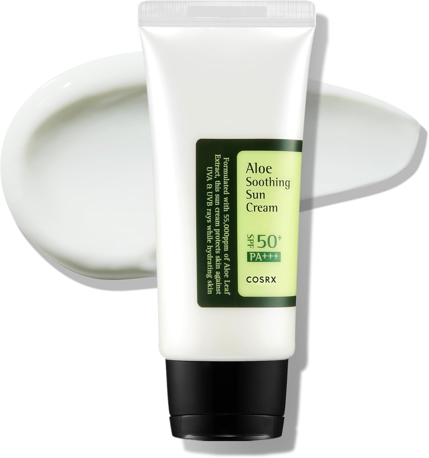 COSRX Aloe Soothing Sun Cream SPF 50+++, Daily Hydrating Sunscreen for Dry Sensitive Skin, UVA&UVB Protection, No White Marks, Sun Moisturiser, Korean Sunscreen, Korean Skincare