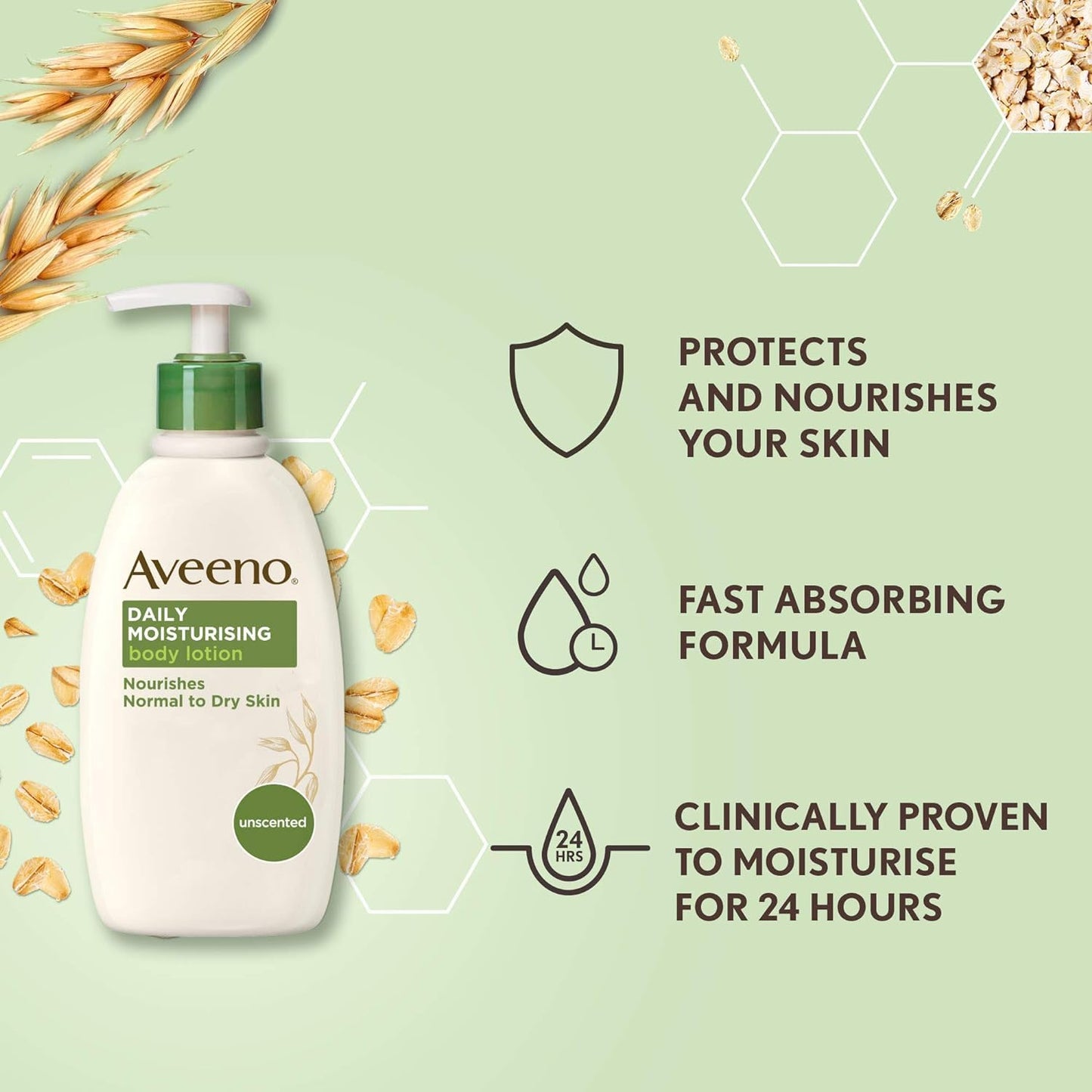 Aveeno Daily Moisturising Body Wash, With Soothing Oat, Suitable For Sensitive Skin, Gently Cleanses and Nourishes, Soap-Free, Lightly Scented, 300ml