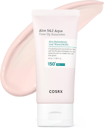 COSRX Aloe 54.2 Aqua Tone-up Sunscreen SPF 50, Hydrating tinted sunscreen for sensitive skin, UV Protection, Non-greasy, Korean Sunscreen, Korean Skincare