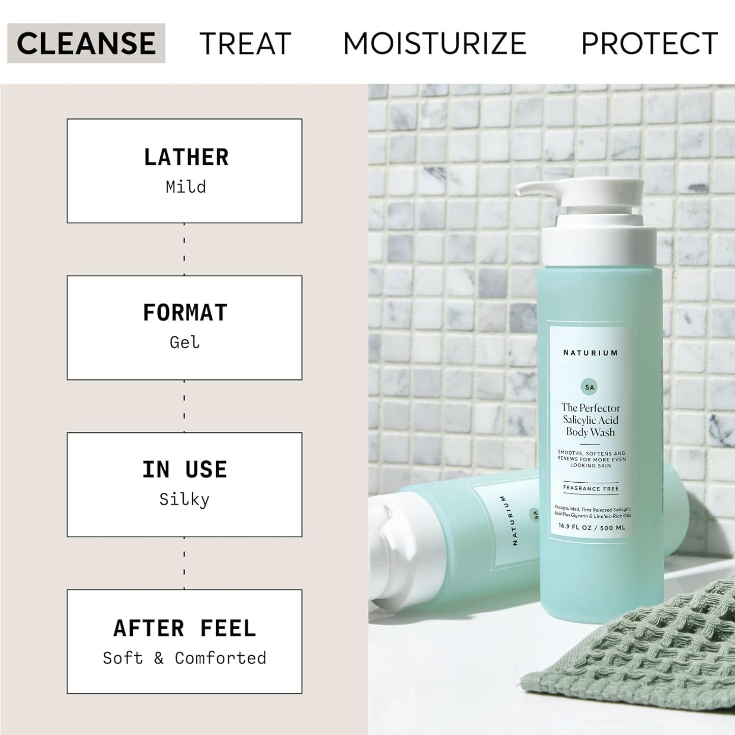 Naturium The Smoother Glycolic Acid Exfoliating Body Wash, Soft & Smoothing Cleanser | 16.9 FL OZ / 500 ML