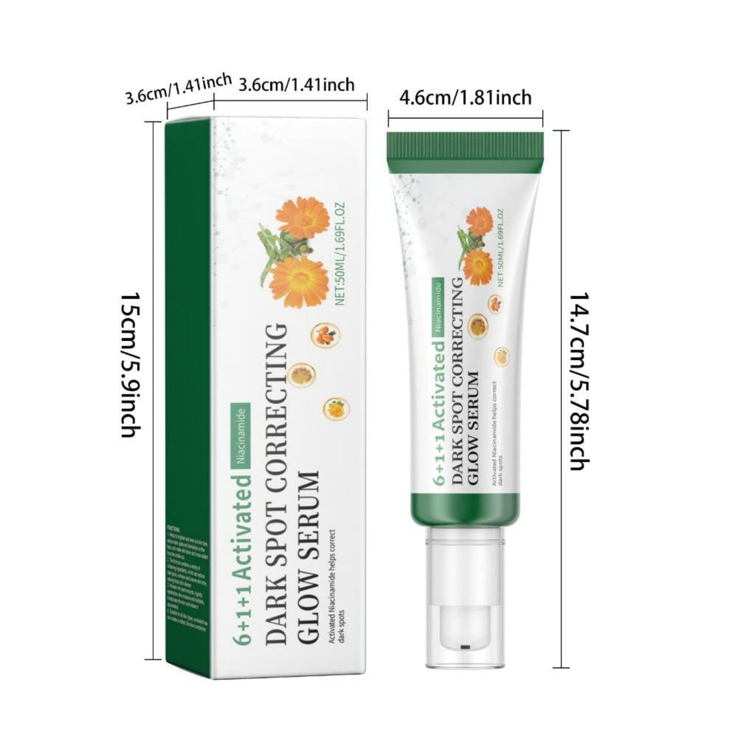 Activated Dark Spot Glow Serum - 6+1+1 Formula with Niacinamide for Brightening and Hydrating Face, Lightweight Korean Skincare Serum Targeting Uneven Tone, 50ml / 1.69 fl. oz Tube