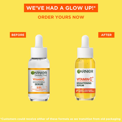 Garnier Vitamin C Serum for Face, Brightening Serum with 4% [Vitamin C + Niacinamide + Salicylic Acid], Dark Spot Reducer & Evens Skin Tone, Suitable for Sensitive Skin, 30ml