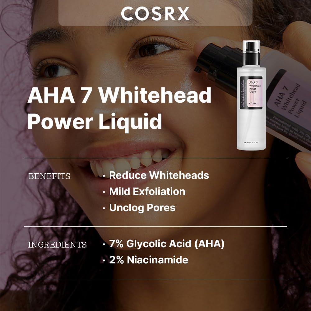 COSRX AHA 7 Whitehead Power Liquid 3.38 fl.oz / 100ml | Glycolic acid 7% Dark Spot Remover | Korean Skin Care, Animal Testing Free, Paraben Free…