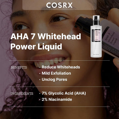 COSRX AHA 7 Whitehead Power Liquid 3.38 fl.oz / 100ml | Glycolic acid 7% Dark Spot Remover | Korean Skin Care, Animal Testing Free, Paraben Free…