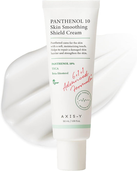 AXIS-Y Panthenol 10 Skin Smoothing Shield Cream Daily Facial Moisturizer Barrier Cream For Long Lasting Hydration & Soothing Vegan Korean Skin Care Face Lotion 1.69 Fl. Oz.
