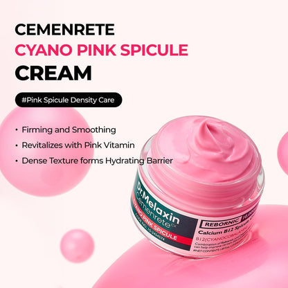 Dr.Melaxin Cemenrete Cyano Pink Spicule Cream With Calcium Vitamin B12 For Under Eyes Skin Dark Circles Fine Lines Puffiness&Eye Bags Cream 1.69 Fl. Oz.