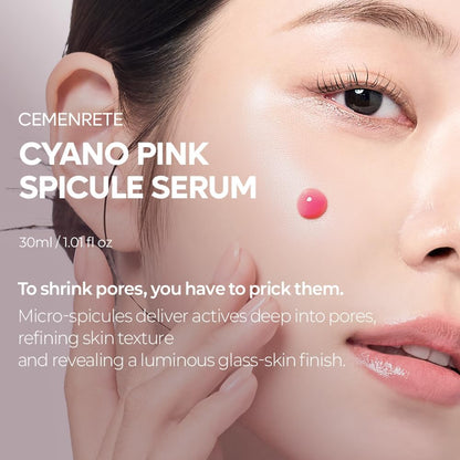 Dr.Melaxin Cemenrete Cyano Pink Spicule Serum – Calcium Pore Tightening & Skin Regeneration Serum with Vitamin B12, Micro-Spicule for Absorption, Smooth Texture & Glow – Korean Skincare (1.01 Fl Oz)