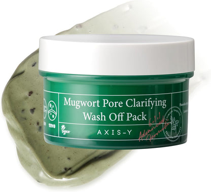 AXIS-Y Mugwort Pore Clarifying Wash Off Pack Face Exfoliator Targets Clogged Pores, Whitehead & Blackhead Remover Vegan Korean Skin Care Glass Skin Clay Mask 3.38 Fl. Oz.