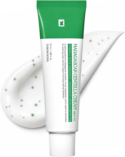 TOSOWOONG Madagascar Centella Cream – 706,580 ppm Madagascar Centella Asiatica, Moisturizer with Cica Complex for Sensitive Skin, Skin Barrier Care & Hydration, 50 ml / 1.69 fl. oz