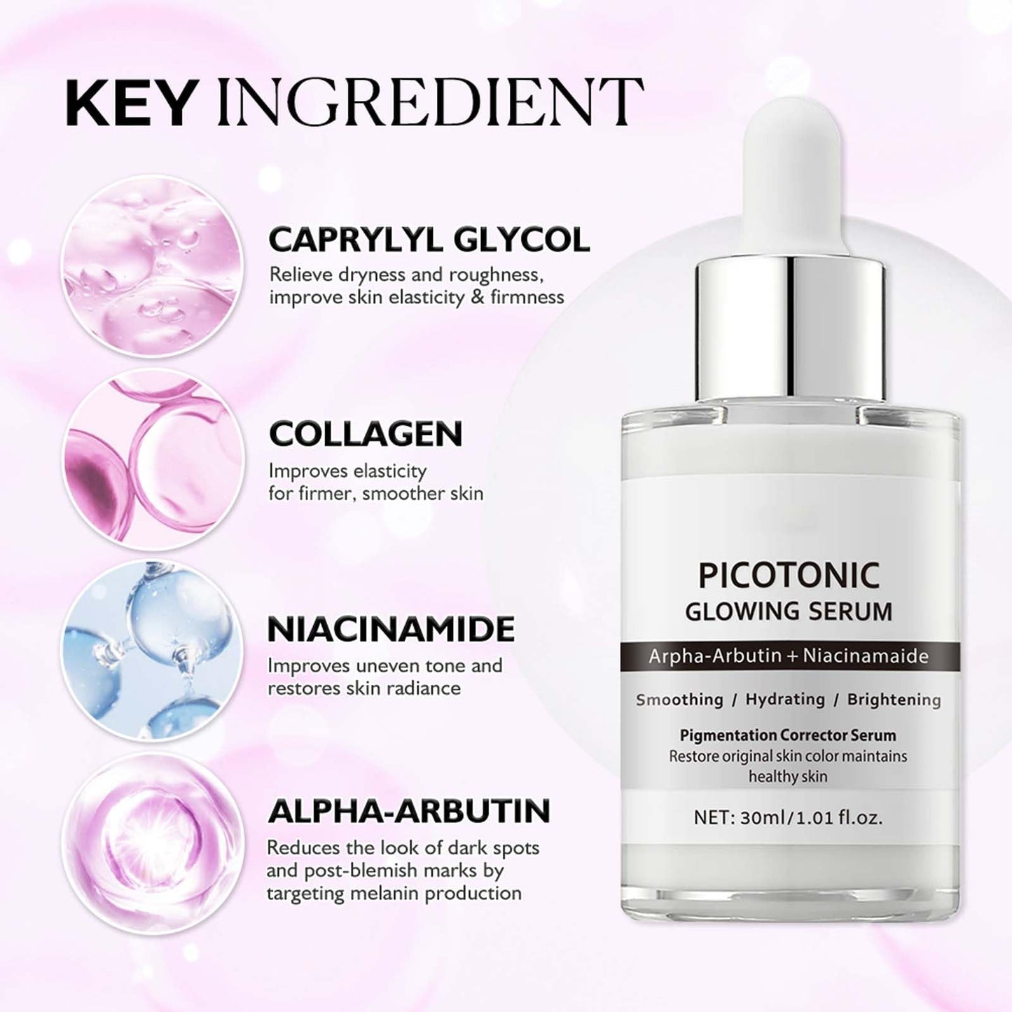 Cyano Pink Spicule Serum + Picotonic Glowing Ampoule Duo - Pore & Spot Skin Care Set - Korean Skin Care Face Serum to Boost Collagen & Brighten Skin, Glass Skin Solution for Smooth Texture 2Pcs
