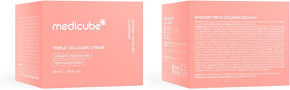 medicube Triple Collagen Cream Hydrating & Firming Moisturiser With Hyaluronic Acid, Premium Elastin, Shea Butter Wrinkle Care 1.69 Oz Triple Collagen Cream