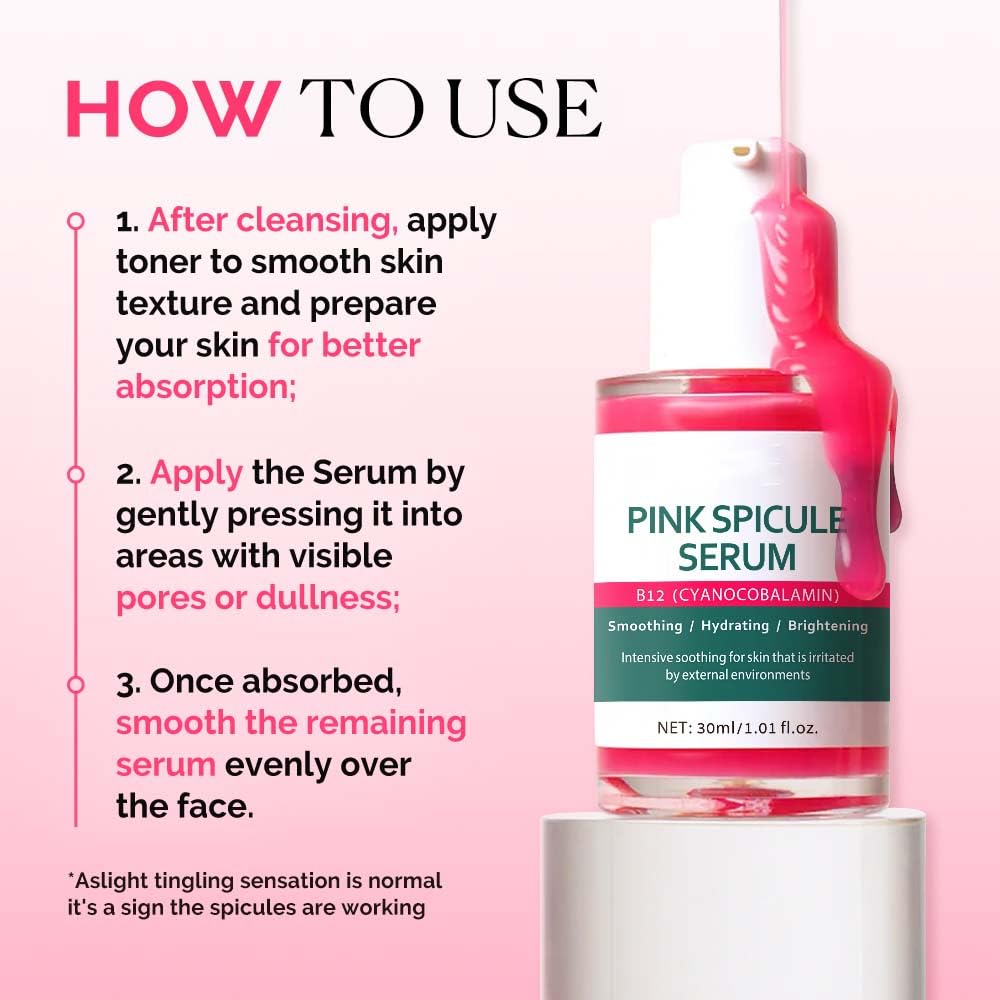 Cyano Pink Spicule Serum + Picotonic Glowing Ampoule Duo - Pore & Spot Skin Care Set - Korean Skin Care Face Serum to Boost Collagen & Brighten Skin, Glass Skin Solution for Smooth Texture 2Pcs