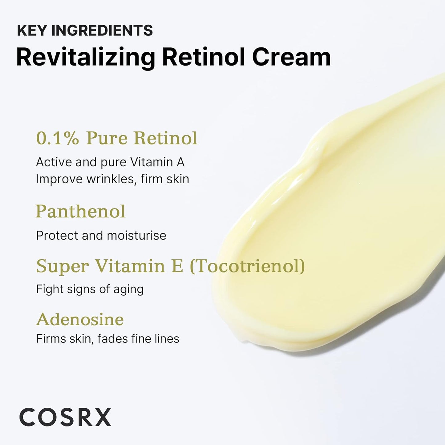 COSRX The Retinol 0.1 Cream, Korean Anti-Aging Face Cream with Retinol for Fine Lines, Wrinkle Reduction, Skin Renewal, Firming, and Brightening, Safe for Eye and Neck Area, Korean Skincare 20ml