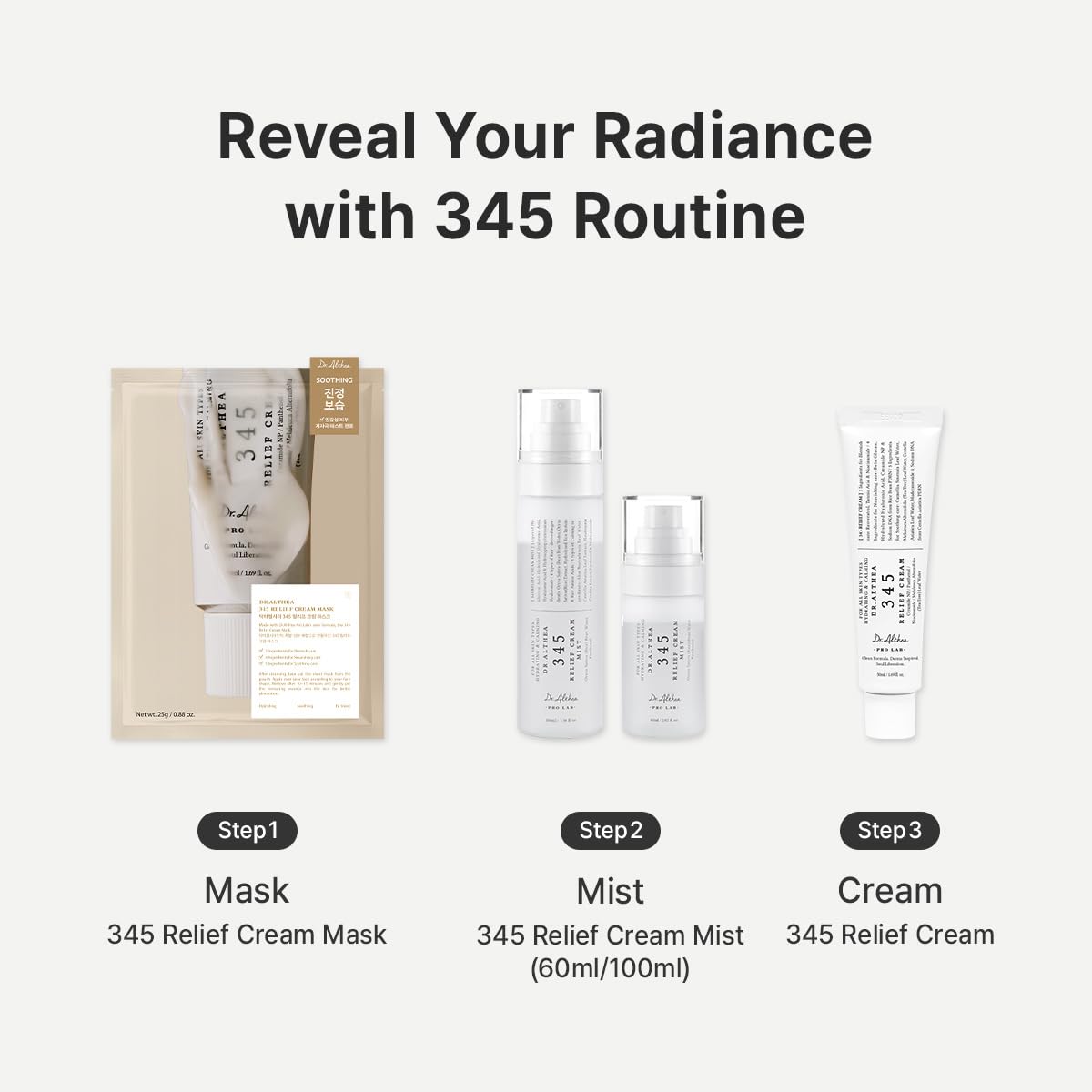Dr.Althea 345 Relief Cream Mist | Hydrating Facial Mist with Rice Extract | Soothing Care for Sensitive Skin | Vegan Korean Skincare (100ml)