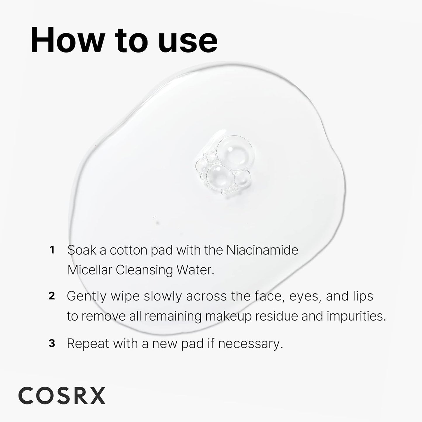 COSRX Low pH Niacinamide Micellar Cleansing Water 13.52fl.oz/400ml, Daily Mild Facial Cleansing Wash for Sensitive Skin, Sebum Control, Paraben Free, Korean Skincare