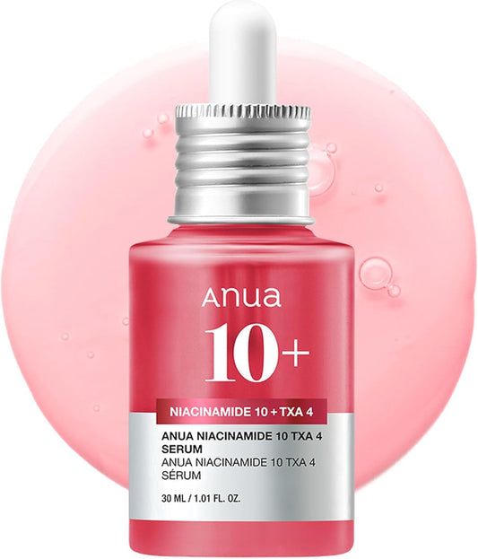 Anua Niacinamide 10 + TXA 4 Serum, Dark Spot Care, Hyaluronic Acid, Tranexamic Acid, Lightweight & Hydrating All-in-One Daily Facial Serum for Glass Skin, Korean Skincare, 1.01 fl.oz
