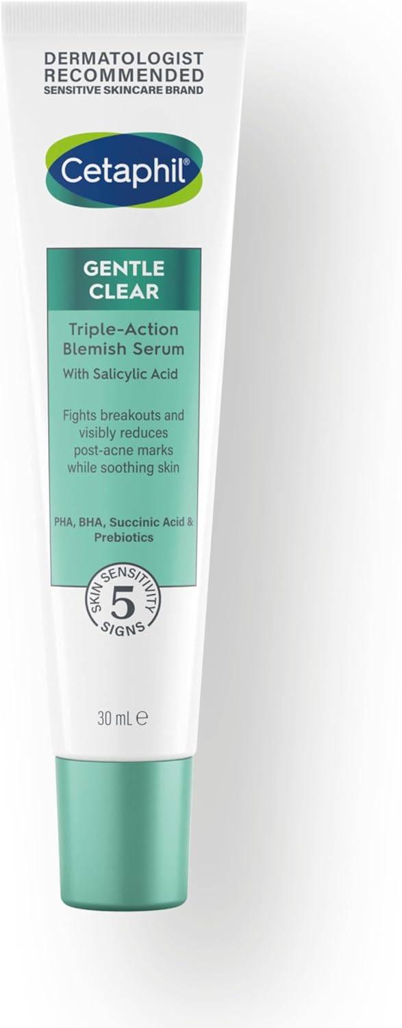 Cetaphil Gentle Clear Triple-Action Blemish Serum 30ml, with 0.5% Salicylic Acid and Niacinamide for Blemish-prone Sensitive Skin, Packaging May Vary