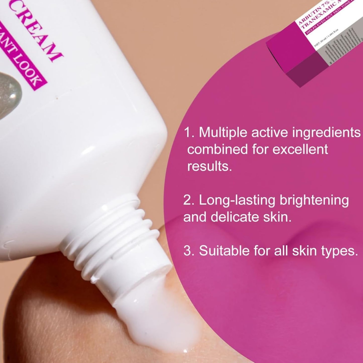 3PCS 7% Ar-butin + 4% Tranexamic Acid Cream，Dark Spot Corrector Face Cream for Women, Skin Brightening Korean Moisturiser, Anti Aging Hydrating Cream for Pigmentation, Reduces Redness，Even Skin Tone