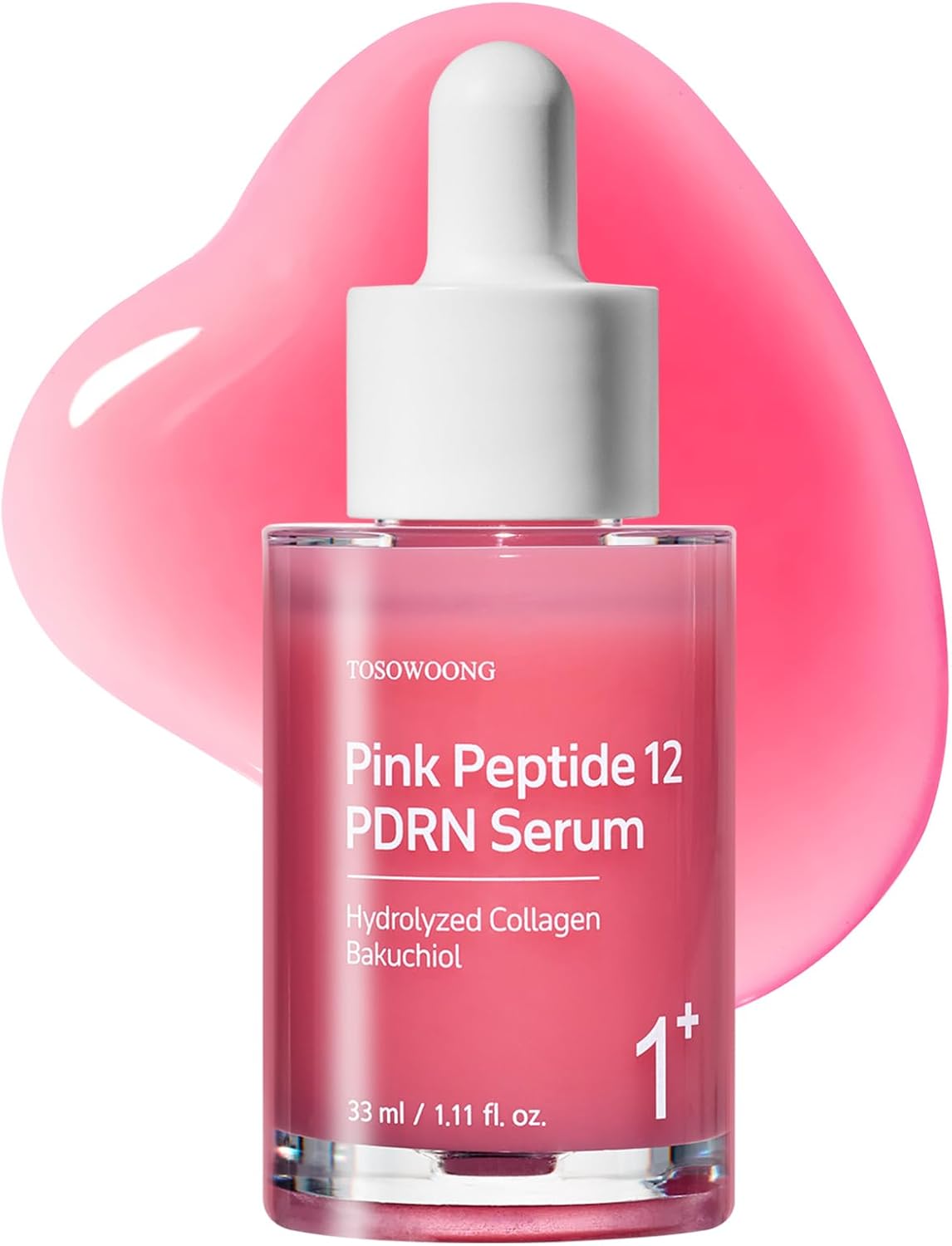 TOSOWOONG Pink Peptide 12 PDRN Serum With Salmon DNA PDRN 10,320ppm, 12 Peptides, Niacinamide, Skin glow, Hydrating, Moisturizing, Firming, Uneven Skin Tone, Korean Skincare, 33ml, 1.11 fl.oz.