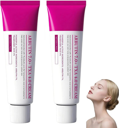 2PCS Arbutin 7% + Tranexamic Acid 4% Cream, Targets Dark Spots & Hyperpigmentation, Reduces Freckles & Blemishes