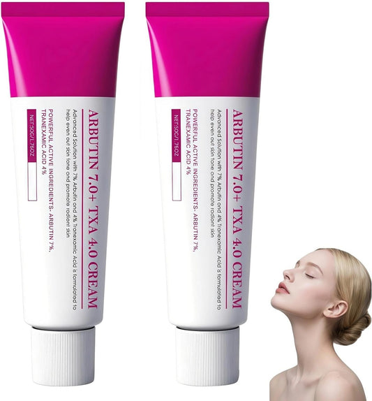 2PCS Arbutin 7% + Tranexamic Acid 4% Cream, Targets Dark Spots & Hyperpigmentation, Reduces Freckles & Blemishes