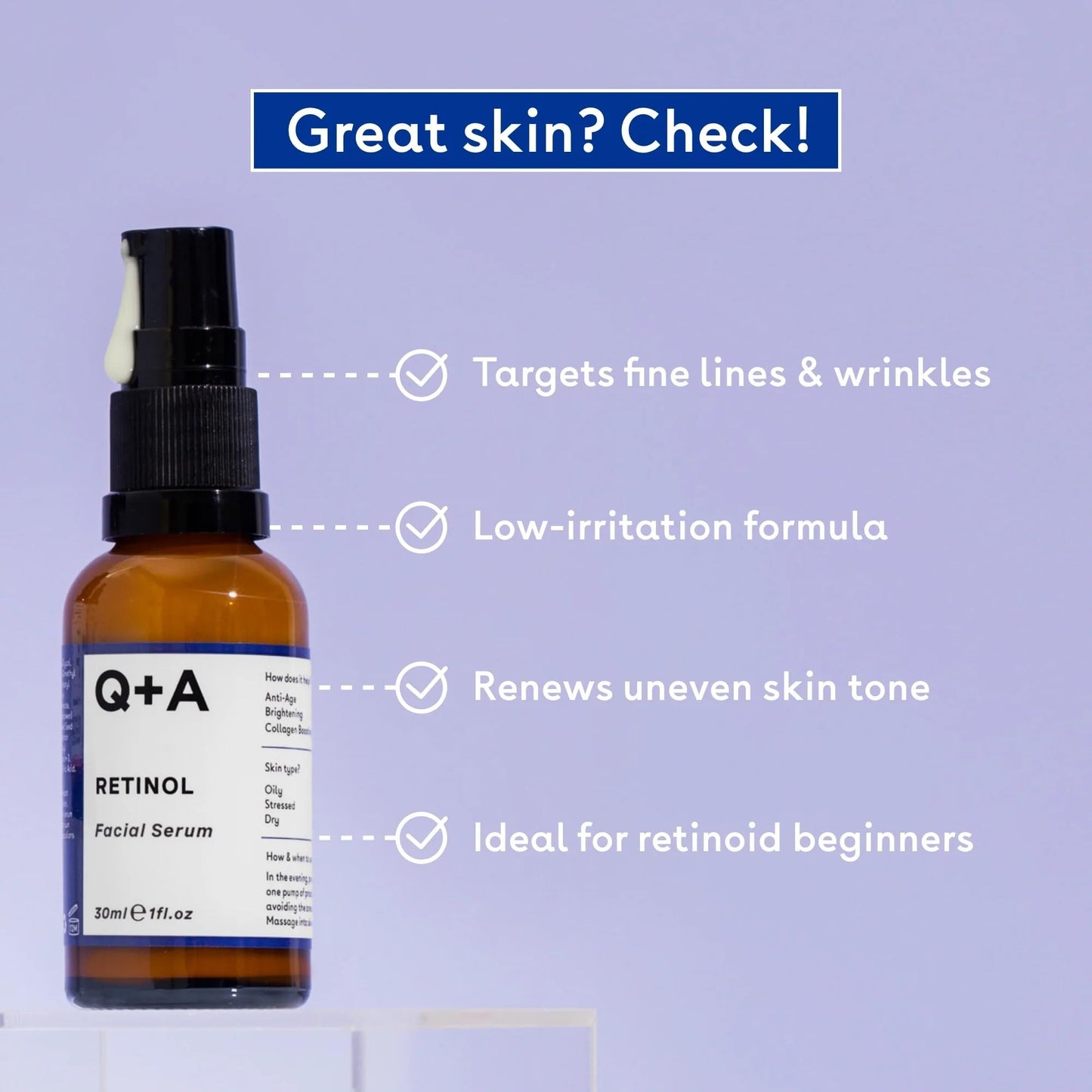 Q+A Hyaluronic Acid Facial Serum (30ml), Natural Hydrating Face Serum, for Plump Skin, Anti Ageing, Fragrance Free, Delivers Deep, Lasting Hydration, Rehydrates and Softens the Skin