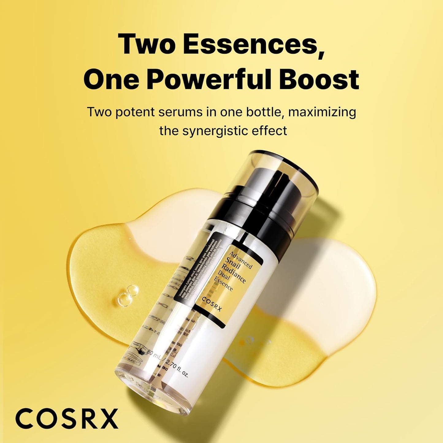 COSRX Niacinamide 5% + Snail Mucin 74% Dual Essence, Anti aging Face Serum for Dull Skin, Hydrating, Brightening, Repairing, 2.70 fl.oz / 80ml, Sensitive Skin, Not Tested on Animals, Korean Skincare