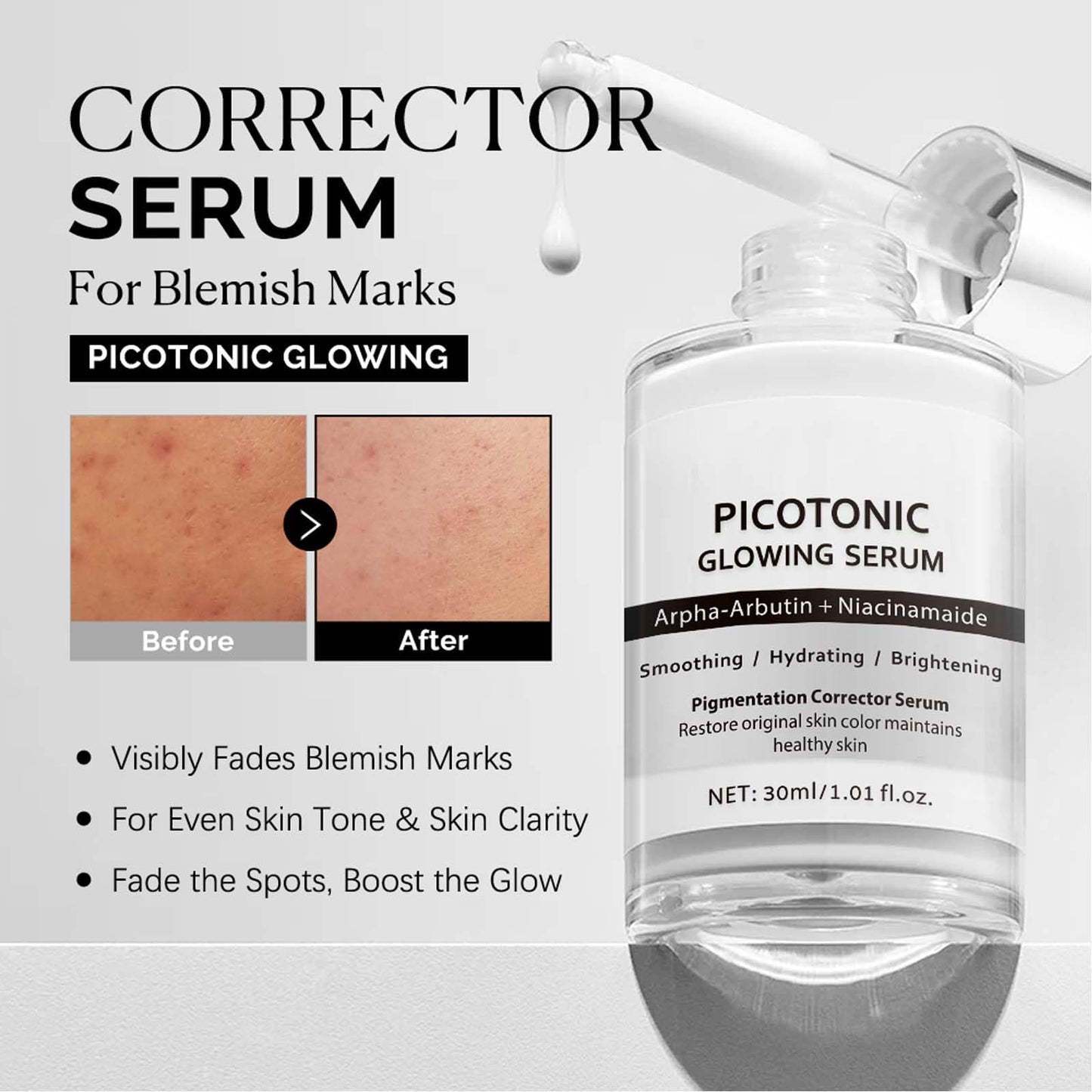 Cyano Pink Spicule Serum + Picotonic Glowing Ampoule Duo - Pore & Spot Skin Care Set - Korean Skin Care Face Serum to Boost Collagen & Brighten Skin, Glass Skin Solution for Smooth Texture 2Pcs