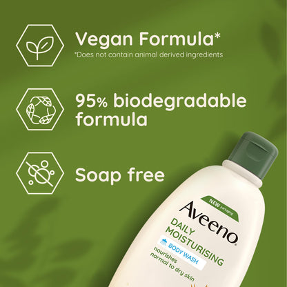 Aveeno Daily Moisturising Body Wash, With Soothing Oat, Suitable For Sensitive Skin, Gently Cleanses and Nourishes, Soap-Free, Lightly Scented, 300ml