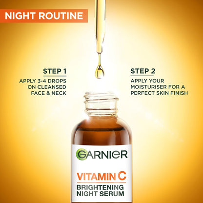 Garnier Vitamin C Serum for Face, Brightening Serum with 4% [Vitamin C + Niacinamide + Salicylic Acid], Dark Spot Reducer & Evens Skin Tone, Suitable for Sensitive Skin, 30ml