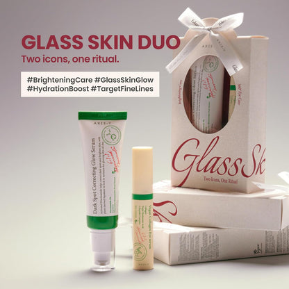 AXIS-Y Glass Skin Duo Korean Skin Care Set - Travel Essentials Holiday Gift with Dark Spot Correcting Glow Serum Targets Spot Treatment for Face & Vegan Collagen Eye Serum for Dark Circles Fine Lines